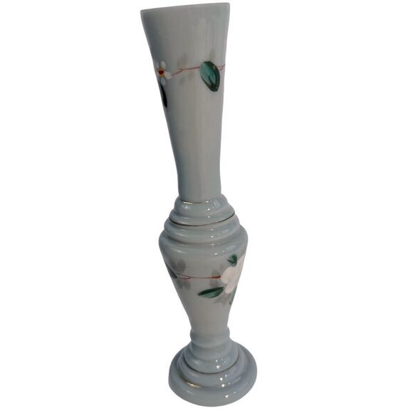 Bristol Hand Blown Glass Vase Victorian ERA 1880-1900’s 6” Hand Painted Blue‎ - Picture 2 of 6